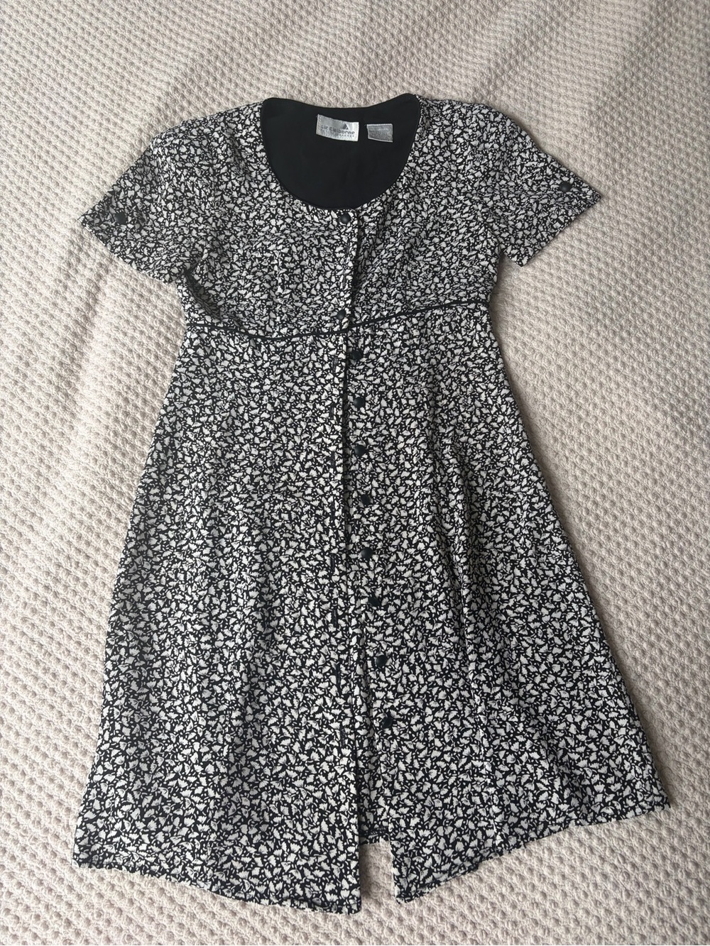 Liz Claiborne Black and White Floral Button-Front Dress